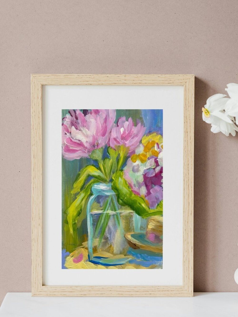Spring Garden Blooms Original Acrylic Painting on 6" x 9" Canvas Sheet